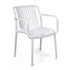 Sedia da giardino Wren in polipropilene bianca 55x57 cm H 46/79 cm