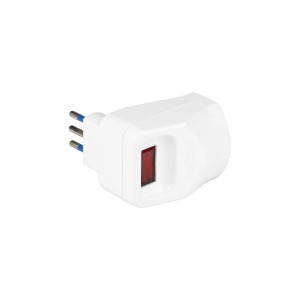Adattatore multiplo t.b.t. bianco con interruttore per prese.