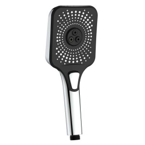 Soffione Doccia Vortex Square cromo-nero con pulsante 3 getti