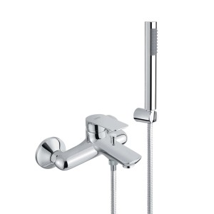 Miscelatore per vasca t.b.t. con doccetta, cromato.