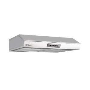 Cappa a parete in acciaio inox con comandi e illuminazione