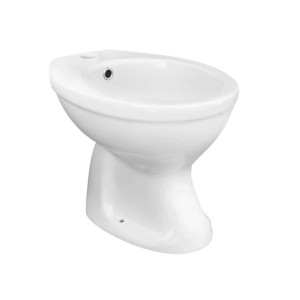 Bidet t.b.t. in ceramica bianca, vista frontale.