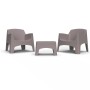Set di mobili da giardino grigio: 2 poltrone e 1 tavolo. Ideale per patio e giardino.