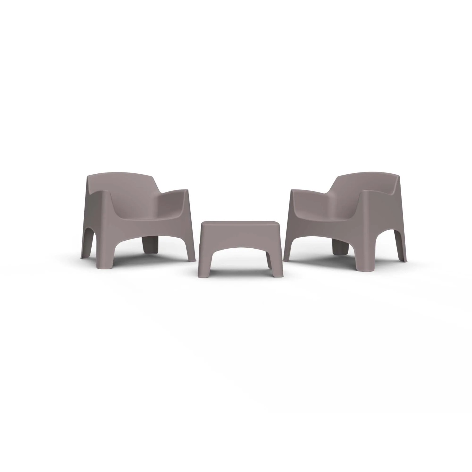 Set di mobili da giardino grigio: 2 poltrone e 1 tavolo. Ideale per patio e giardino.