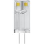 Lampadina LED G4, design trasparente con due pin.