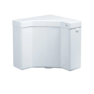 Cassetta WC t.b.t. bianca, montaggio ad angolo.