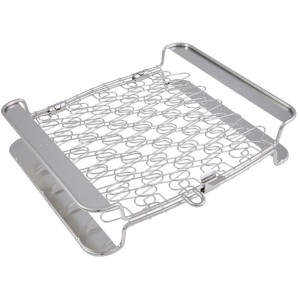Cestello per griglia Char-Broil in acciaio inox con struttura a filo flessibile per alimenti delicati.