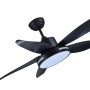 Ventilatore da soffitto nero con illuminazione a LED.