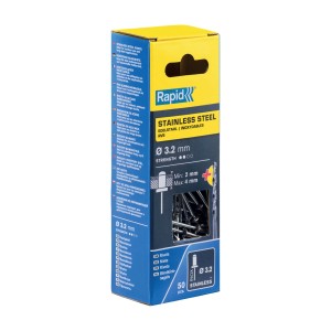 Rivetti Rapid Acciaio INOX Ø3.2 x 8 mm Conf. da 50 Pezzi e Punta Trapano incl