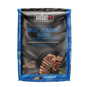 Pellet di legno Weber Grill Academy Blend, sacco da 8kg per un autentico sapore di barbecue.
