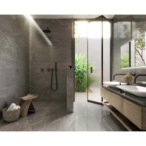 Piastrella in gres porcellanato Merano Gris smaltato lucido 60x120 cm 1,44 m²