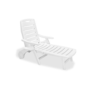 Lettino pieghevole con ruote in polipropilene Grand Soleil bianco