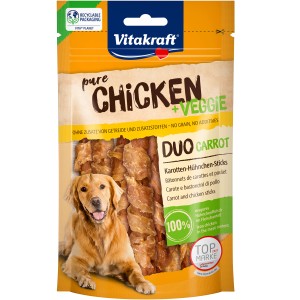 Vitakraft Pure Veggie bastoncini carota e pollo per cani, confezione da 80g.
