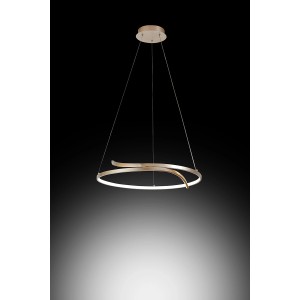 Moderna lampada a sospensione a LED a forma di anello, ideale come illuminazione elegante nel soggiorno.