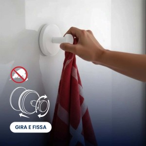 Gancio a ventosa metallo Ø 6 cm bianco opaco