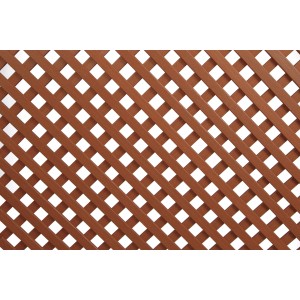 Grigliato marrone con struttura a griglia diagonale per piante in giardino.