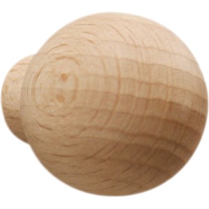 Pomello per mobili rotondo in legno chiaro per armadio o cassetto.