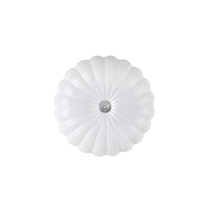 Plafoniera LED bianca t.b.t. con design floreale per montaggio a soffitto.