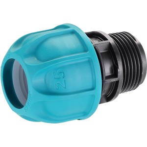 Raccordo per irrigazione interrata, blu/nero, misura 25.