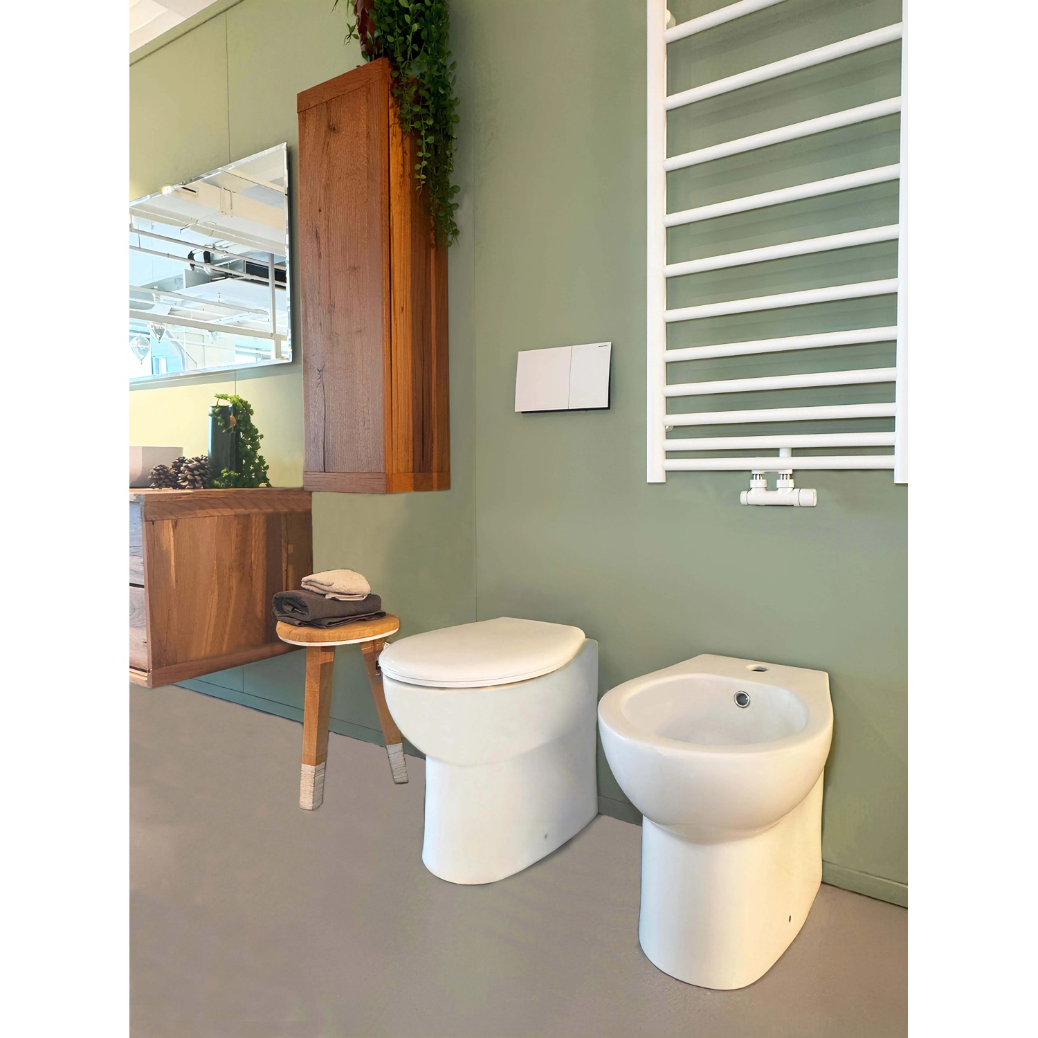 WC e bidet a terra bianchi t.b.t. in bagno.