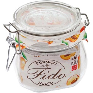 Barattolo quadrato Bormioli Rocco Fido con chiusura a filo, 560 ml, per la conservazione degli alimenti.