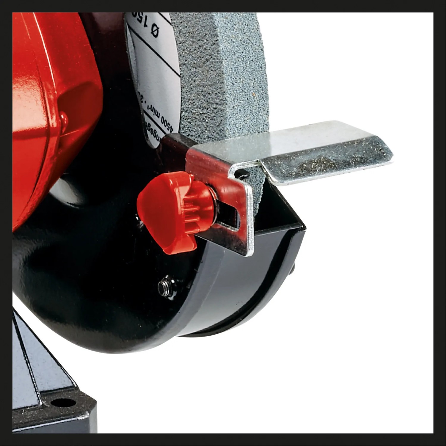 Dettaglio: Smerigliatrice doppia Einhell TC-BG 150 con supporto di lavoro regolabile.