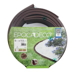 Bordura da giardino in plastica marrone, 6m x 11,5cm, per prati e giardini.