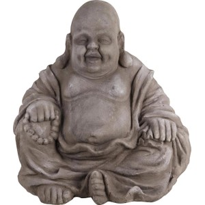 Figura decorativa Buddha seduto, 43 cm, grigio, in polystone per il giardino.