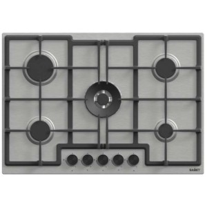 Piano cottura a induzione t.b.t. con 5 zone cottura e manopole.