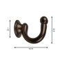 Gancio per tenda t.b.t. effetto bronzo con dimensioni.