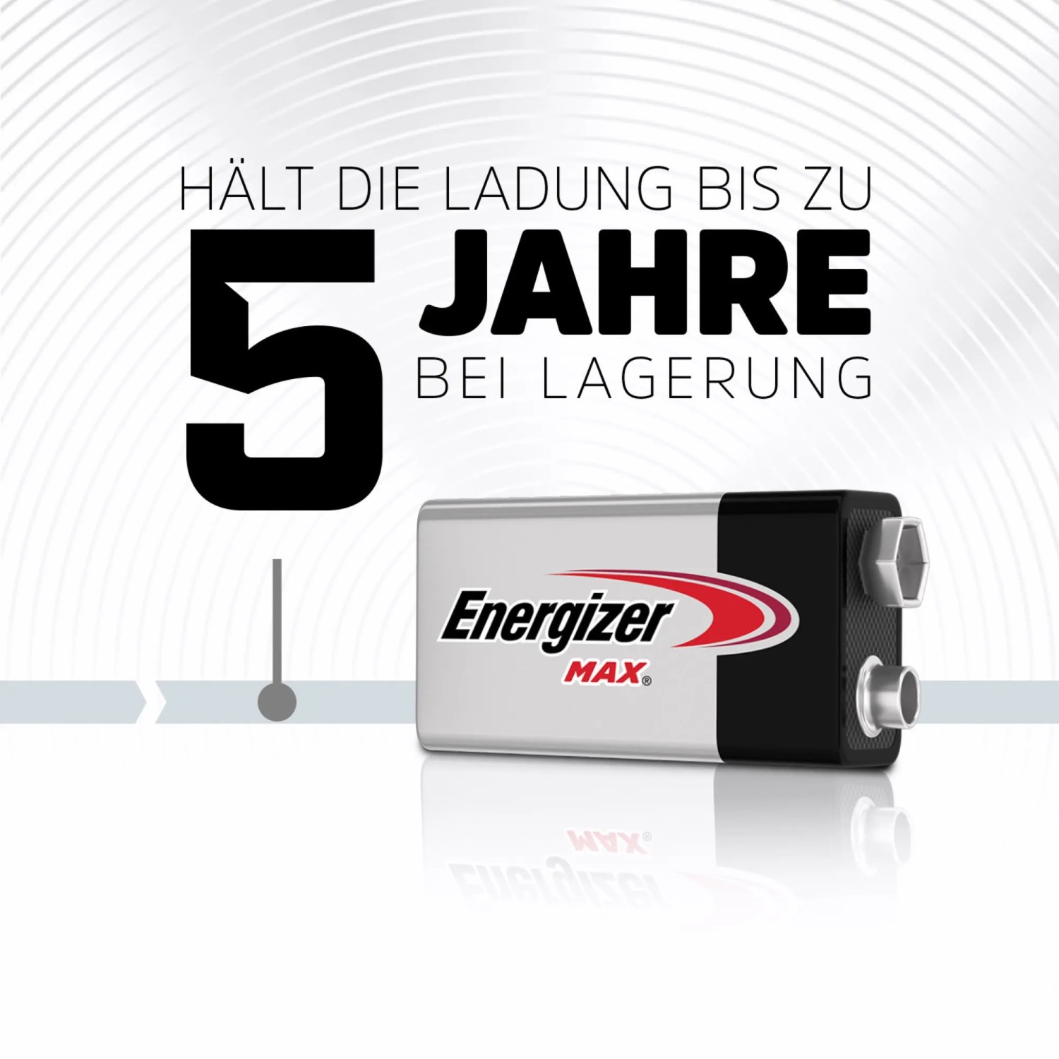 Batteria Energizer Max 9V, blocco alcalino E per dispositivi esigenti, durata 5 anni.