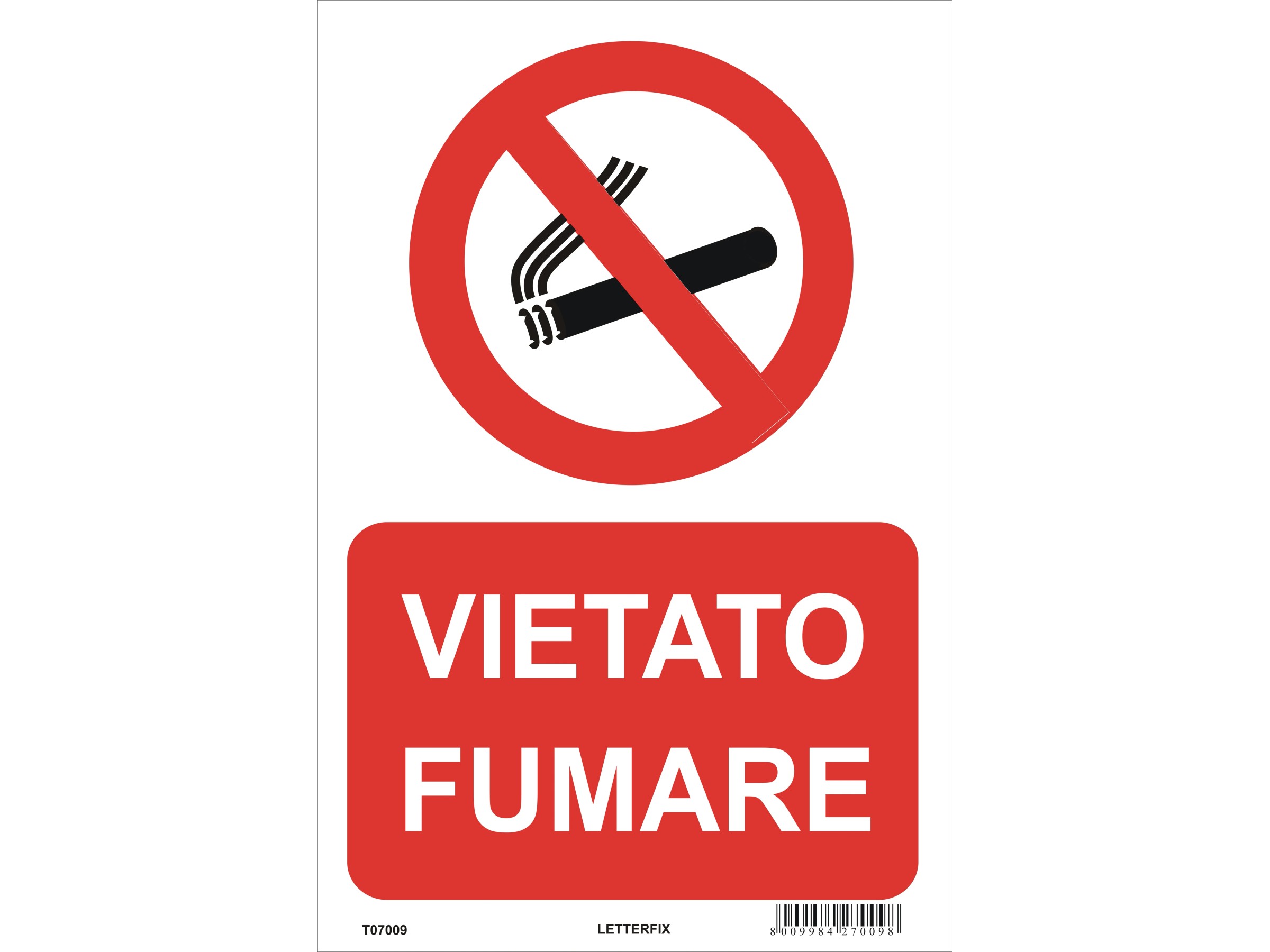 Targa: VIETATO FUMARE in 4 lingue art. E1802