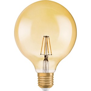 Lampadina LED Osram E27 a globo, 4W, luce extra calda. Lampadina dorata per illuminazione d'atmosfera.