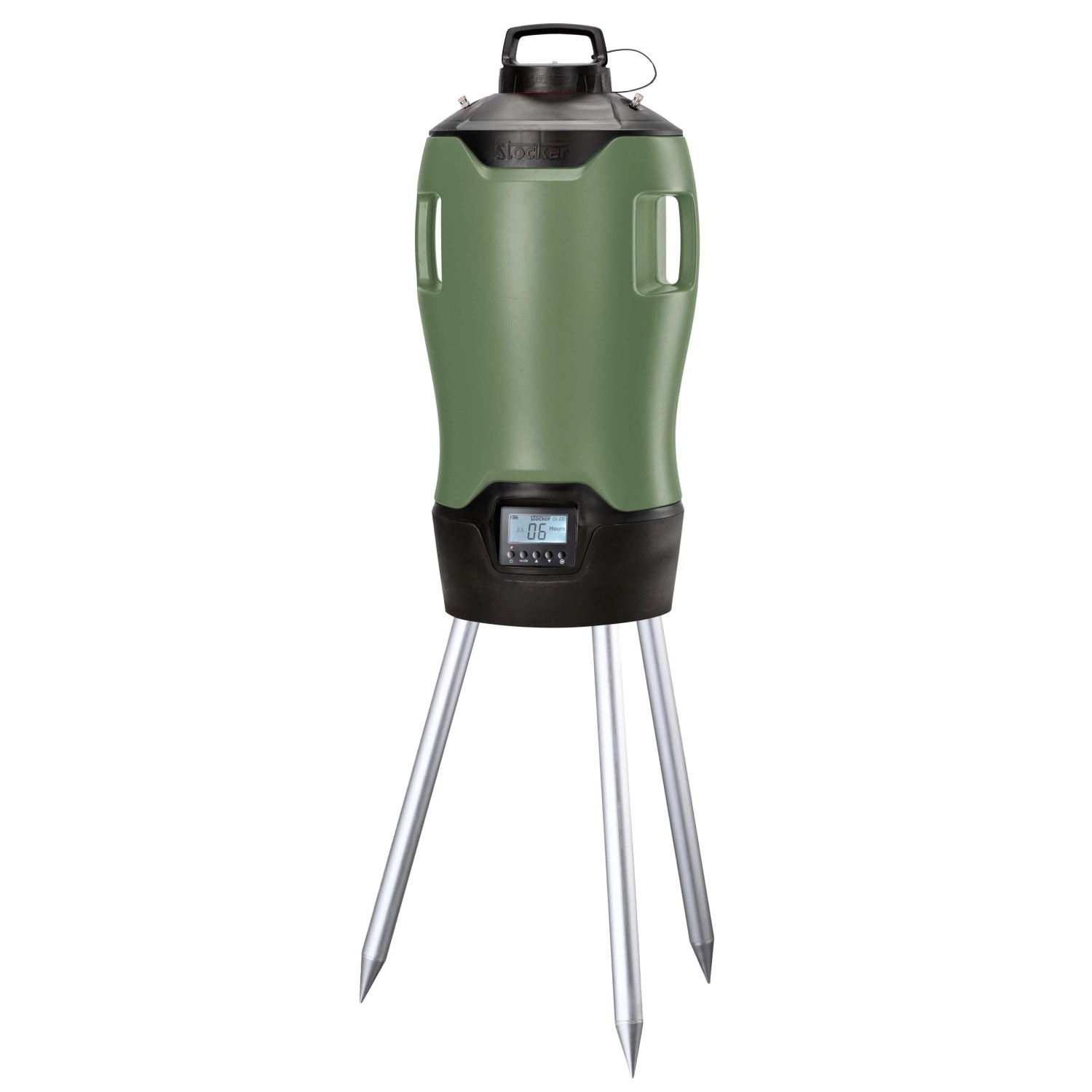 Pistola a spruzzo t.b.t. verde con display digitale e treppiede.