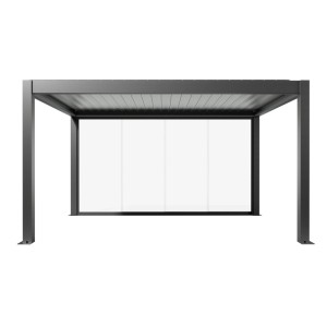 Parete scorrevole pergola Biohort in vetro grigio scuro 420x234 cm