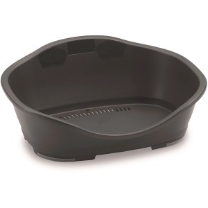 Letto in plastica Jollypaw Jayson color tortora con fori di ventilazione per gatti.