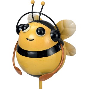 Ape decorativa con cuffie come divertente decorazione da giardino per piante e vasi.