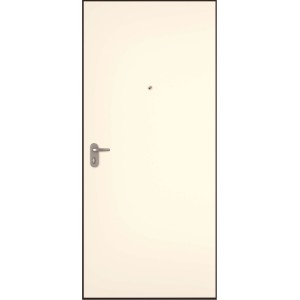 Porta blindata t.b.t. color crema con maniglia e spioncino.