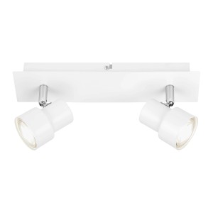Faretto da soffitto bianco t.b.t. con due luci per interni.