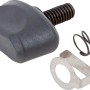 Set di viti di ricambio per battuta di profondità per fresatrice LUX OF-1200 A, composto da vite, molla ed elemento metallico.