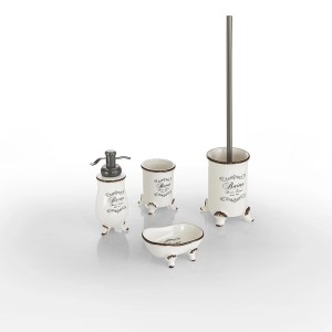 Set WC t.b.t. Scopini, 4 pezzi, ceramica, crema/marrone.