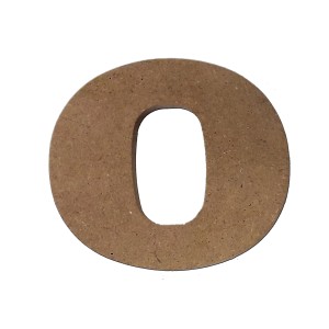 Lettera in legno "O" naturale per decorazione parete.