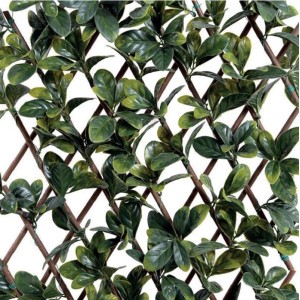 Siepe artificiale foglie Lauro in polietilene con traliccio 1x2 m verde