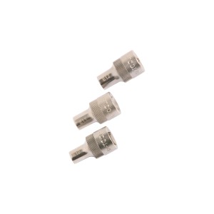 Set di chiavi a bussola LUX, 3 pezzi: E10, E11, E12. Acciaio al cromo vanadio, per chiavi e estrattori.
