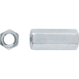 Dado di collegamento LUX zincato M5x20, 4 pezzi, per collegare barre filettate o come distanziatore.