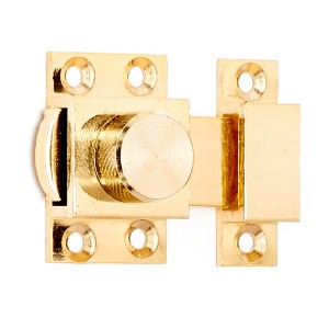 Chiavistello t.b.t. dorato in ottone, vista dettagliata.