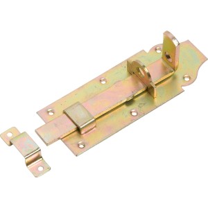 Catenaccio per porta zincato giallo, 160 mm x 55 mm, per porte e cancelli.