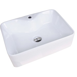 Lavabo da appoggio rettangolare bianco, ceramica moderna per il tuo bagno.