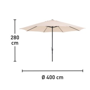 Ombrellone da mercato Honolulu beige, Ø 400 cm, con manovella e palo in alluminio. Ideale per giardino e terrazza.