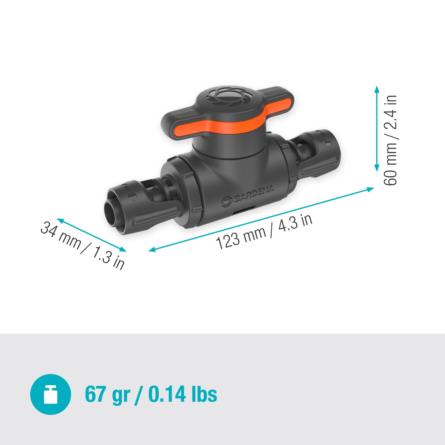 Valvola di regolazione/intercettazione Gardena per Micro-Drip-System, 13 mm (1/2").